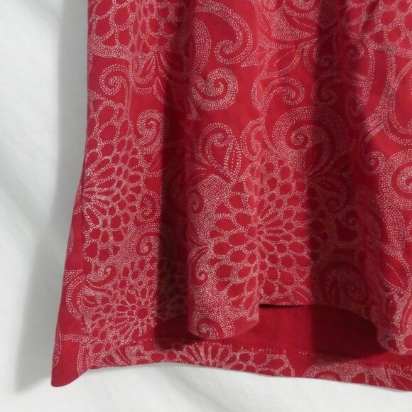 CROFT & BARROW Crewneck | large | Red Floral Short Sleeve Pima Cotton Shirt - Picture 7 of 15